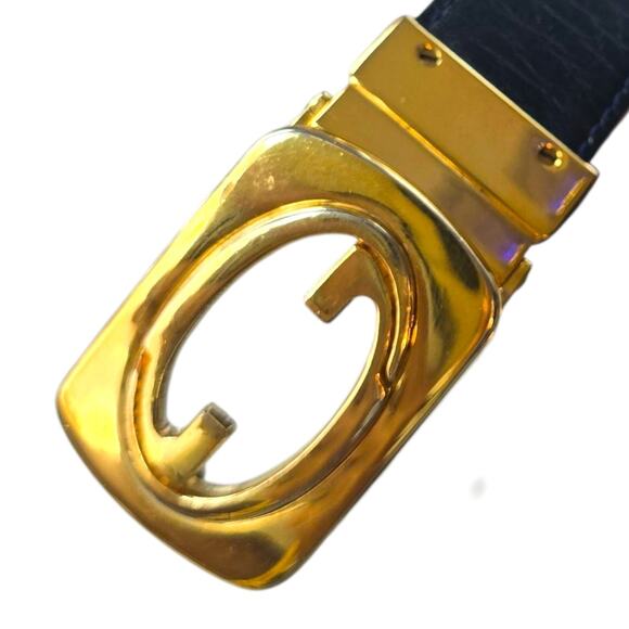 Gucci Vintage Reversible Leather Belt With Gold Tone Buckle - Picture 3 of 13
